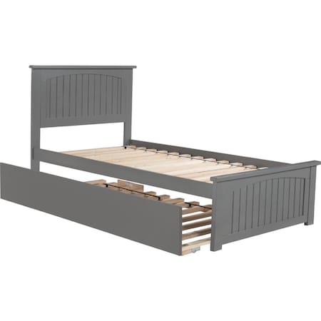 Atlantic Furniture Nantucket Twin Platform Bed with Matching Foot Board with Urban Trundle Bed - Grey AR8226019
